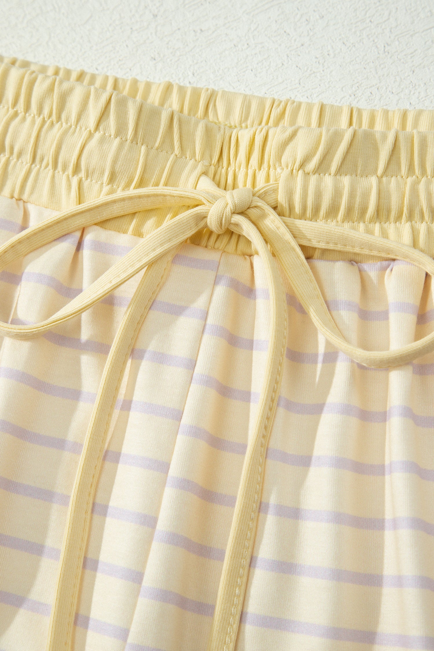 Yellow Stripe Relaxed Tee Drawstring Shorts 2pcs Outfit