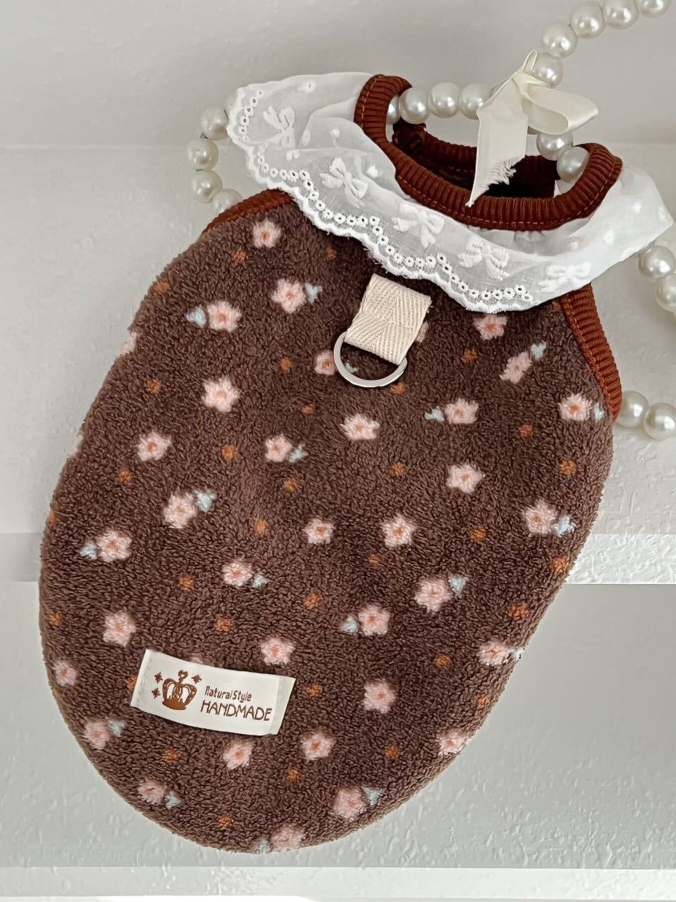 Fleece Pet Top with Lace Collar