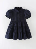 Children's Vintage Ruffle Collar Tiered Short Sleeve Dress