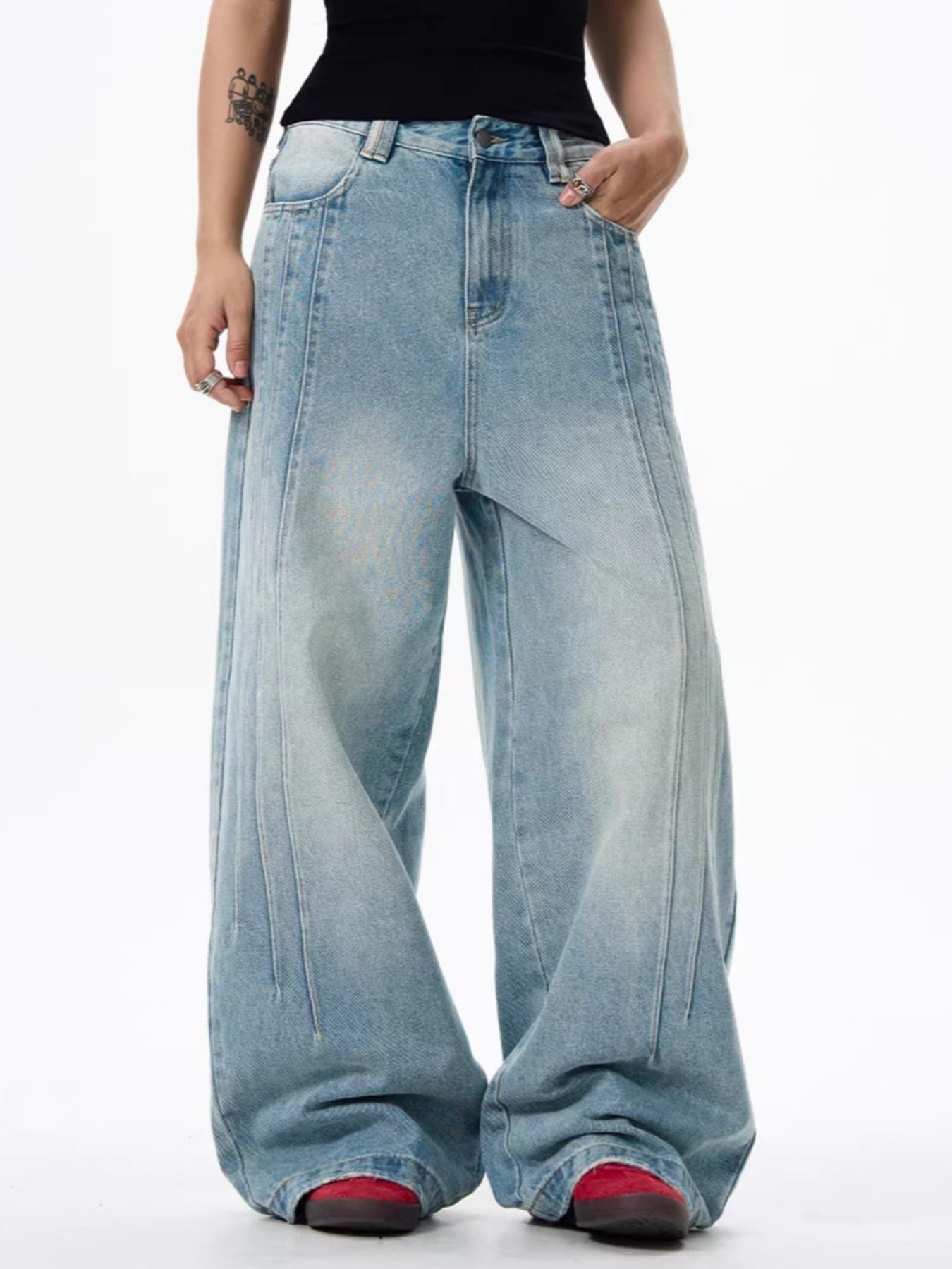 Men's Full Size Wide Leg Washed Jeans Plus Size