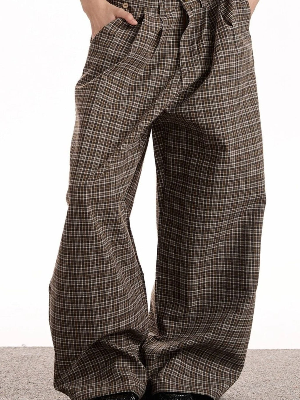 Men's Plus Size Plaid High-Waisted Wide Leg Shorts