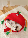 Cartoon Apple Shape Pet Nest with Plush Arms