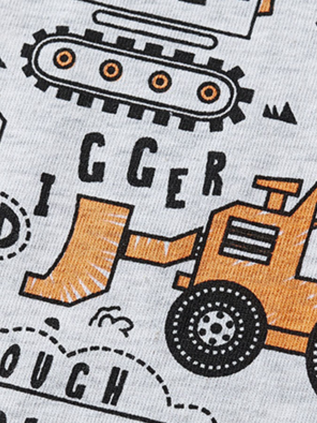 Children's Construction Vehicle Graphic Short Sleeve Tee and Shorts Set