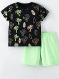 Children's Tropical Print Casual Tee and Shorts Set