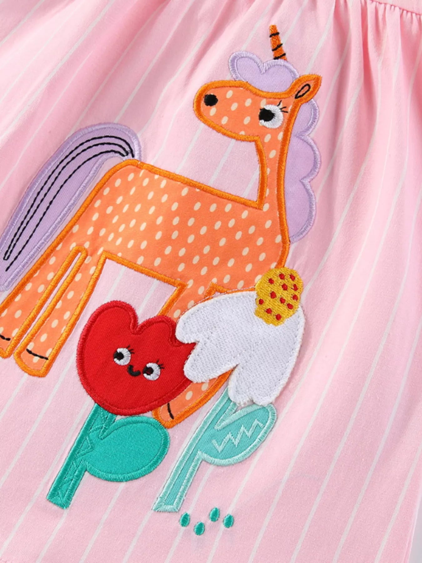 Children's Striped Unicorn Short Sleeve Dress