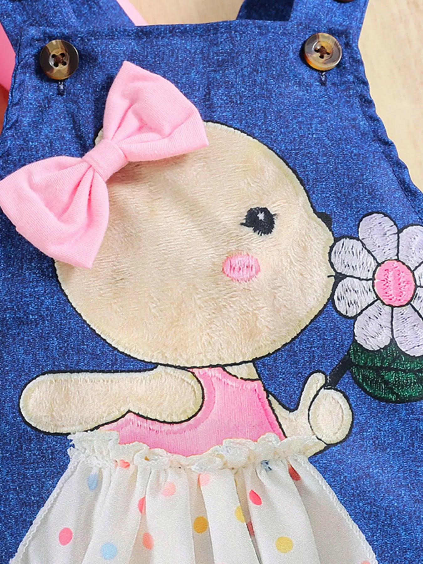 Children's Ruffled Bodysuit and Overall Dress Set with Headband