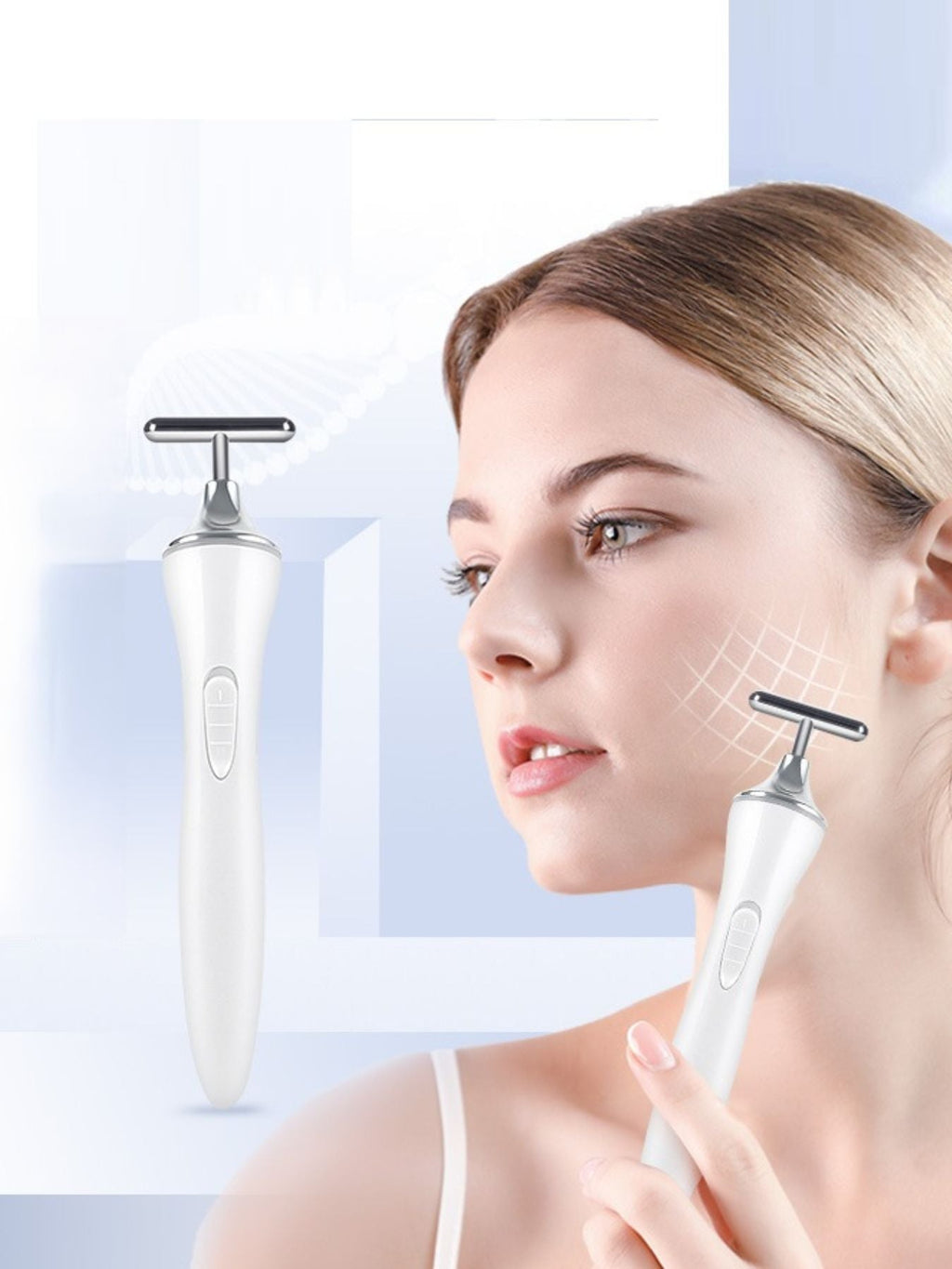 T-Shape Microcurrent Facial Massager Beauty Device