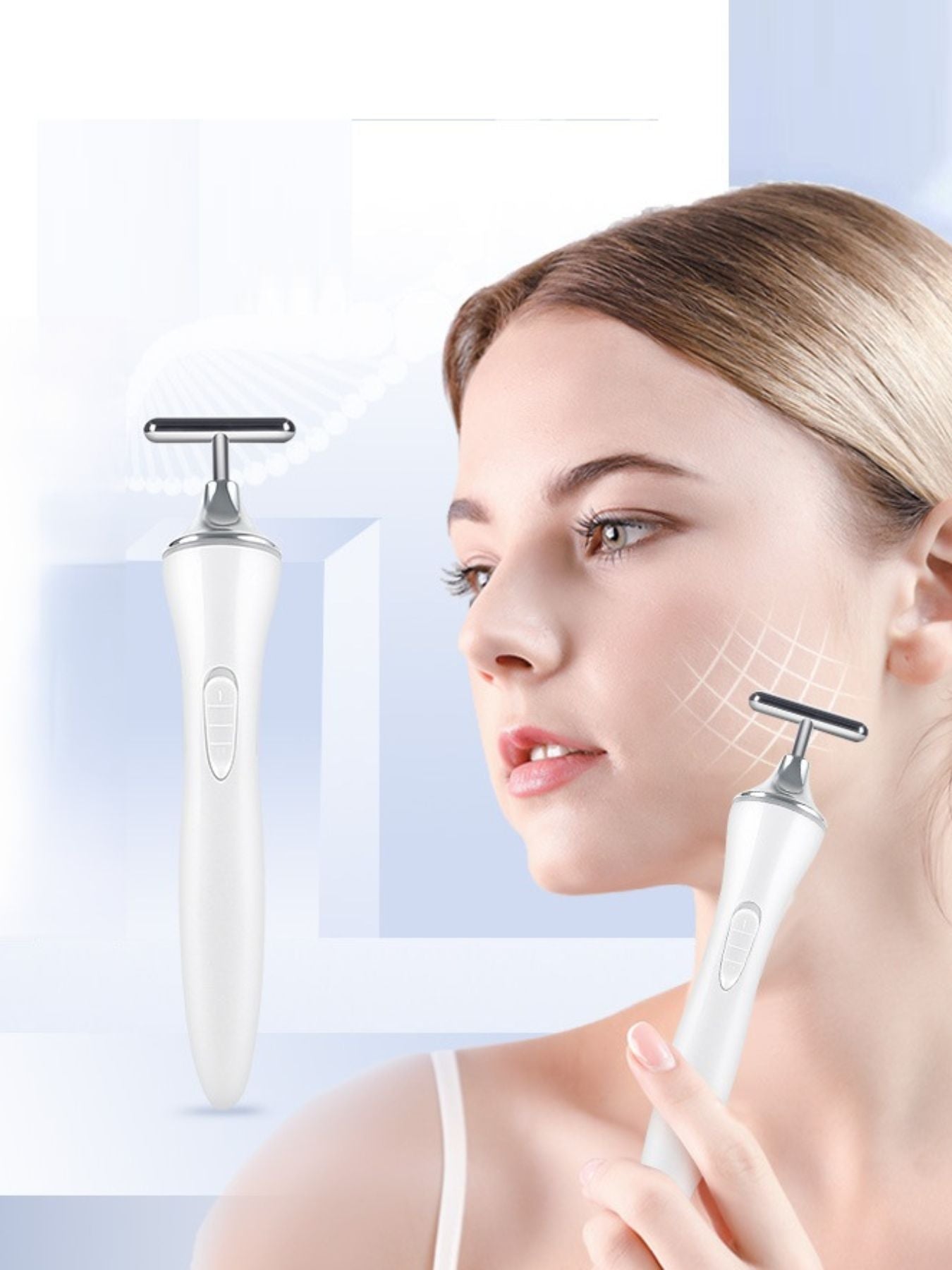 T-Shape Microcurrent Facial Massager Beauty Device