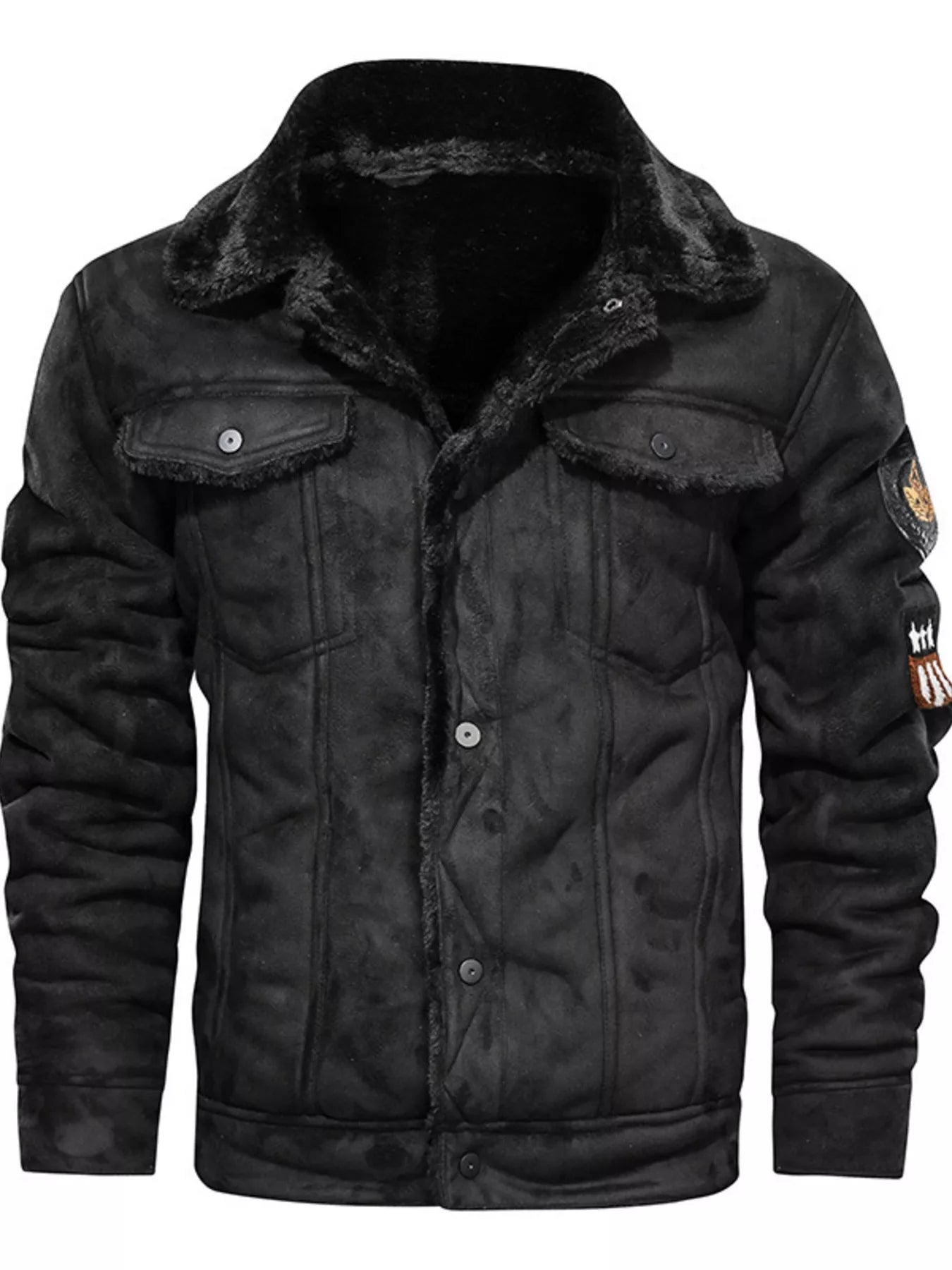 Men's Plus Size Sherpa Lined Button Up Jacket