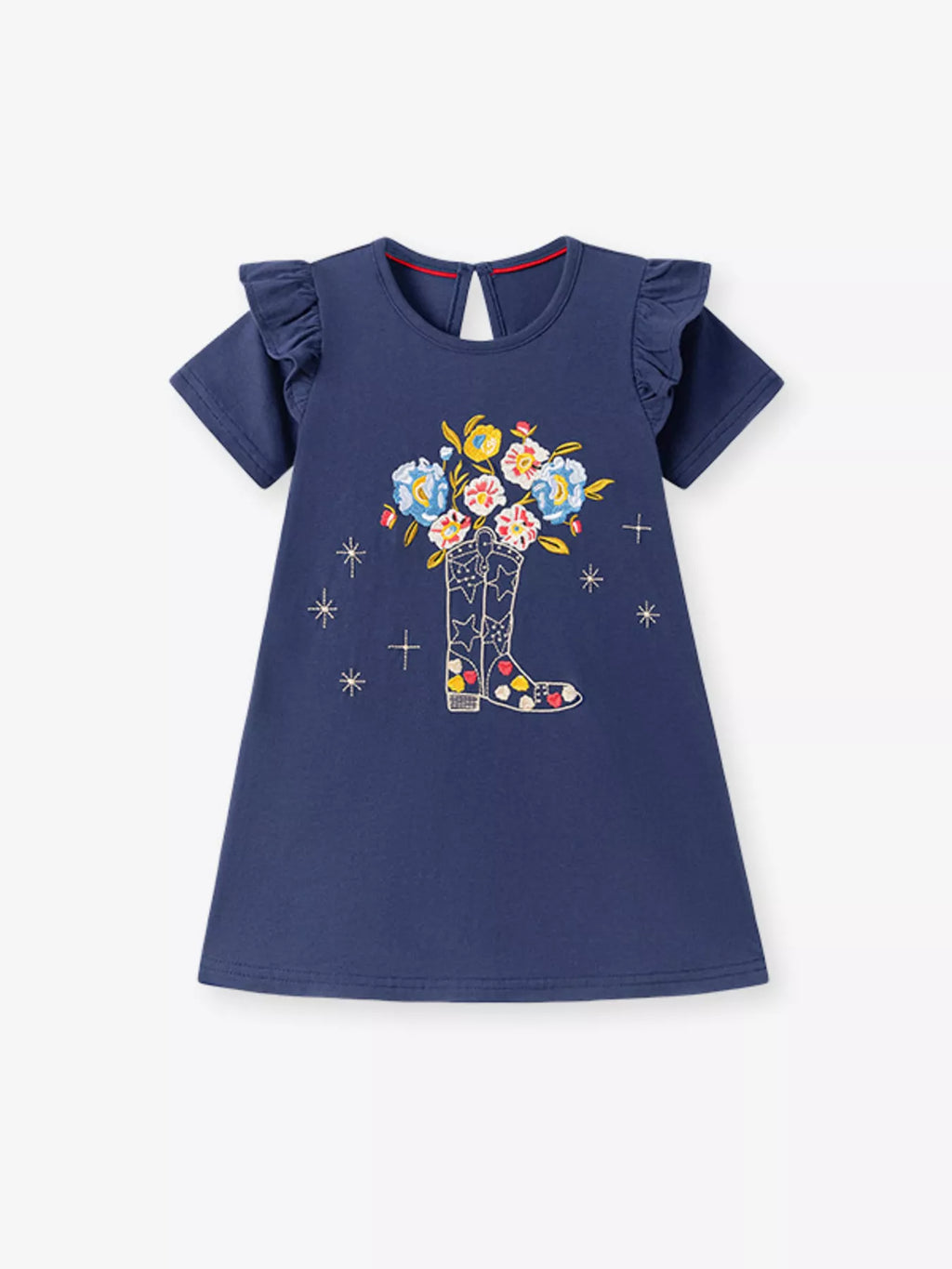 Children's Floral Boot Ruffle Sleeve Casual Dress