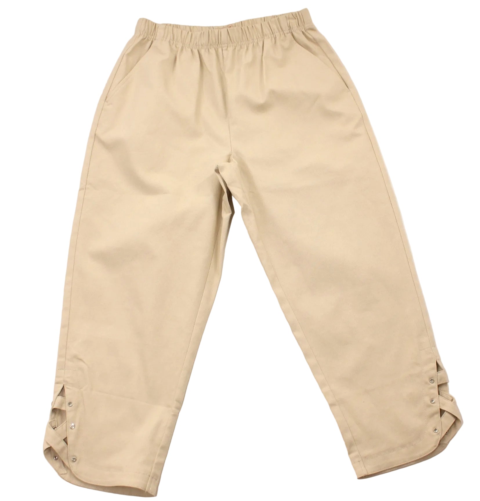 Women's Lightweight Capri Pants with Studded Hem Detail