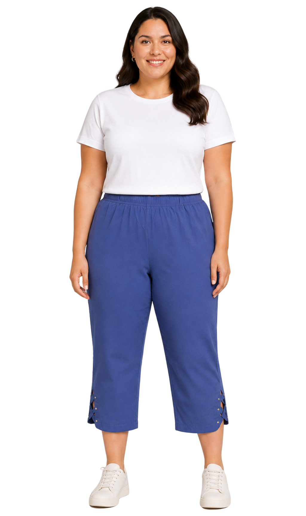Women's Lightweight Capri Pants with Studded Hem Detail