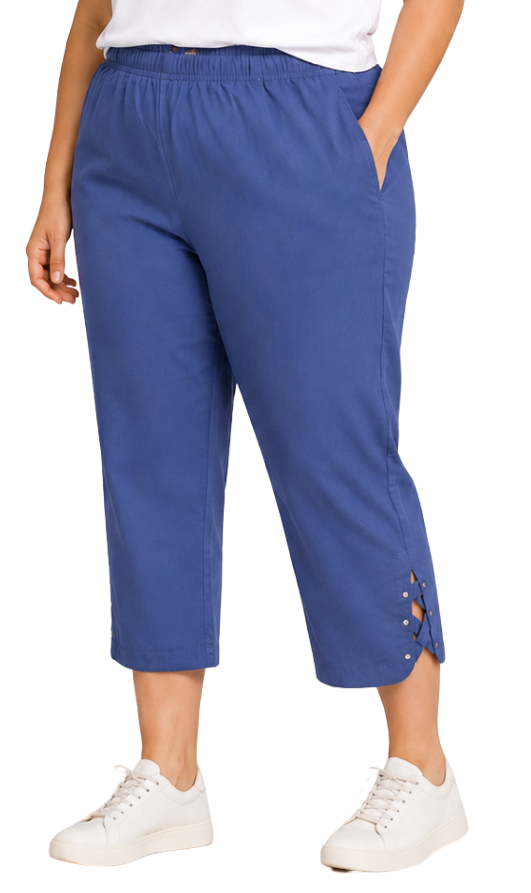 Women's Lightweight Capri Pants with Studded Hem Detail