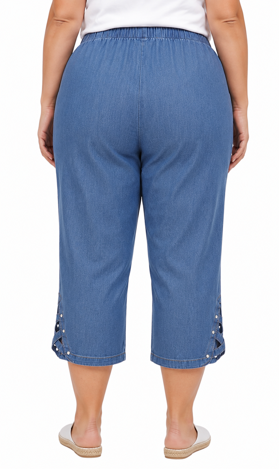 Women's Lightweight Capri Pants with Studded Hem Detail