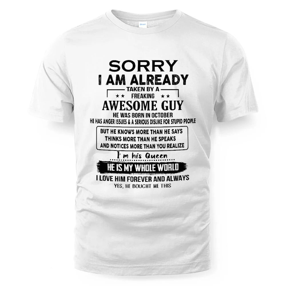 October - Awesome Boyfriend Born In October- Special gift for your Girlfriend - From Husband NGHL10 (SKUT08-11-10)