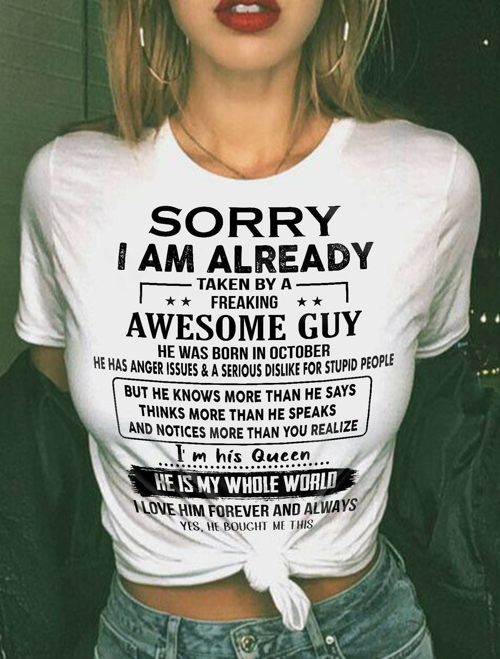October - Awesome Boyfriend Born In October- Special gift for your Girlfriend - From Husband NGHL10 (SKUT08-11-10)