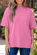Sachet Pink Solid Color High Neck Oversize Tee