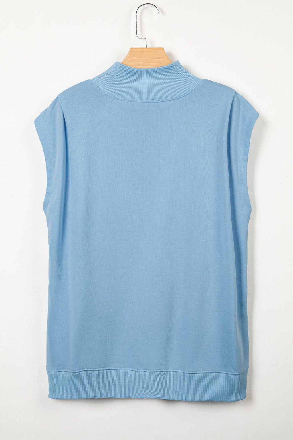 Myosotis Solid Color High Neck Cap Sleeve Loose Top