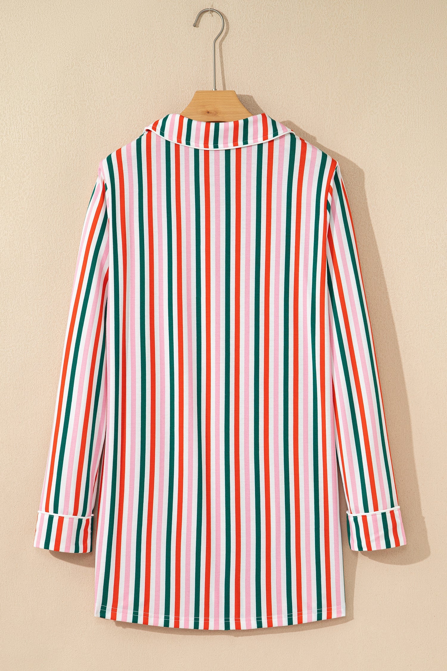 Pink Stripe Christmas Long Sleeve Shirt Style Lounge Dress