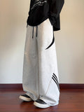 Men's Plus Size Wide Leg Casual Sweatpants with Stripe Detail