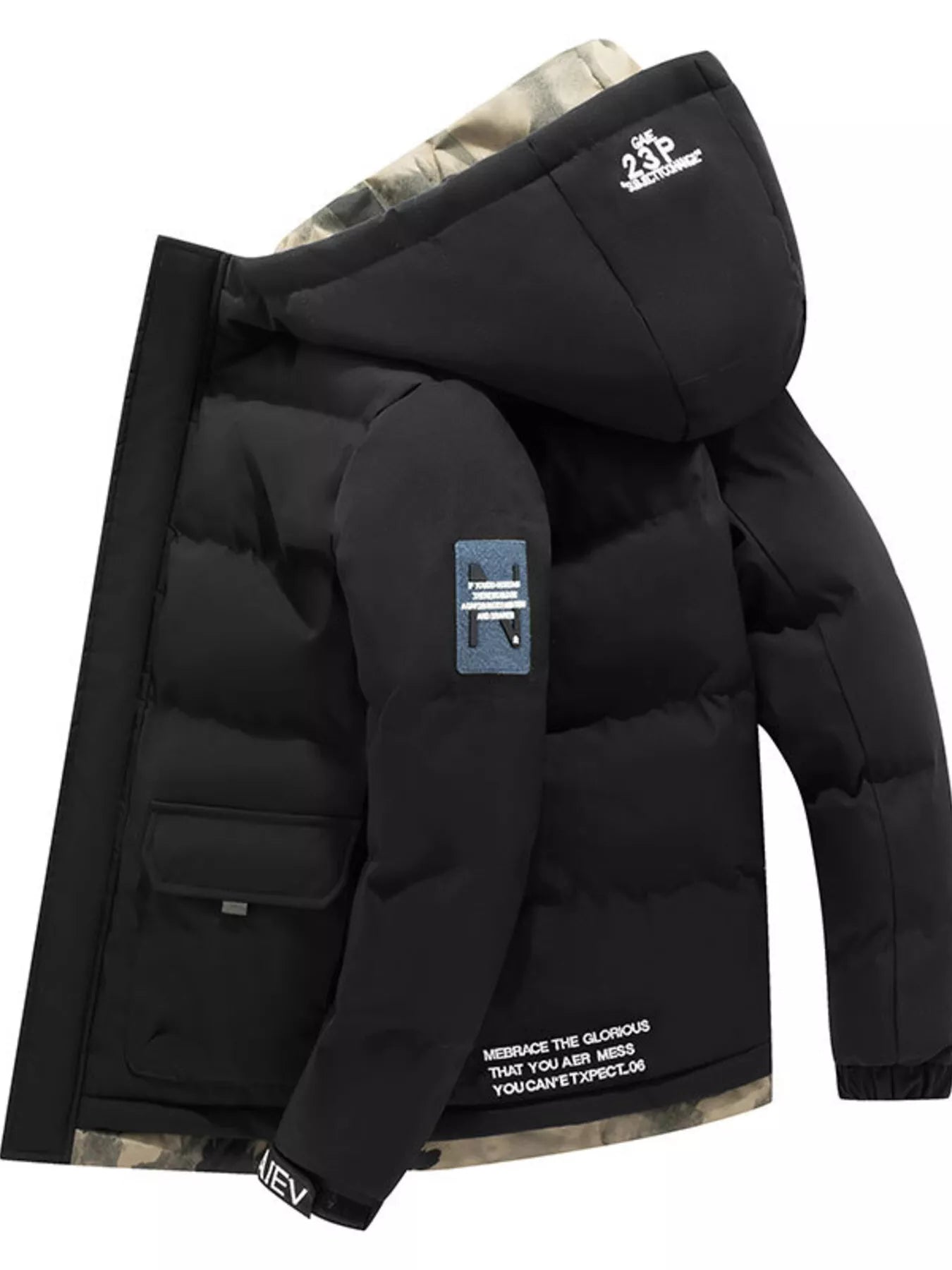 Men's Plus Size Hooded Padded Zip Up Coat