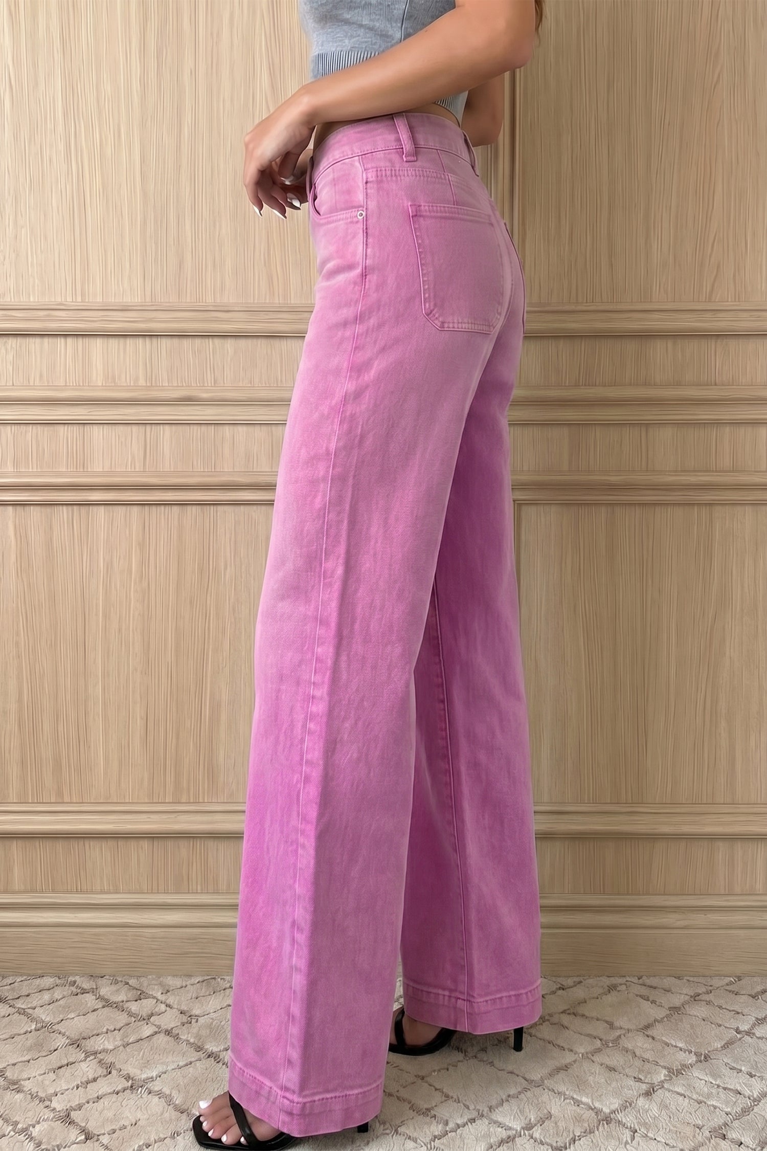 Bonbon 2-Button High Waist Flared Bottom Jeans