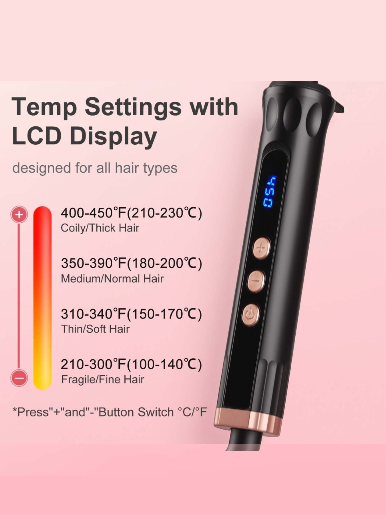 Adjustable Temperature Hair Curling Iron