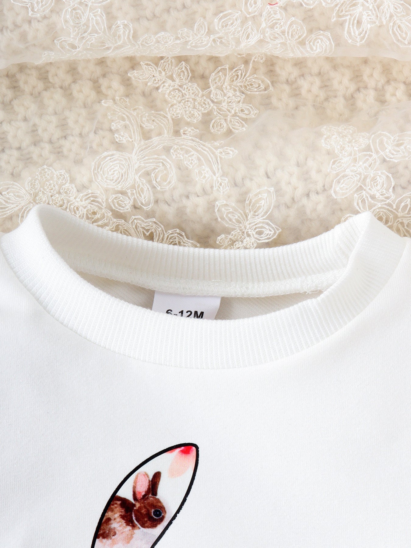 Children's Floral Bunny Print Top and Pant Set