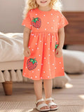 Children's Strawberry Print Casual Dress