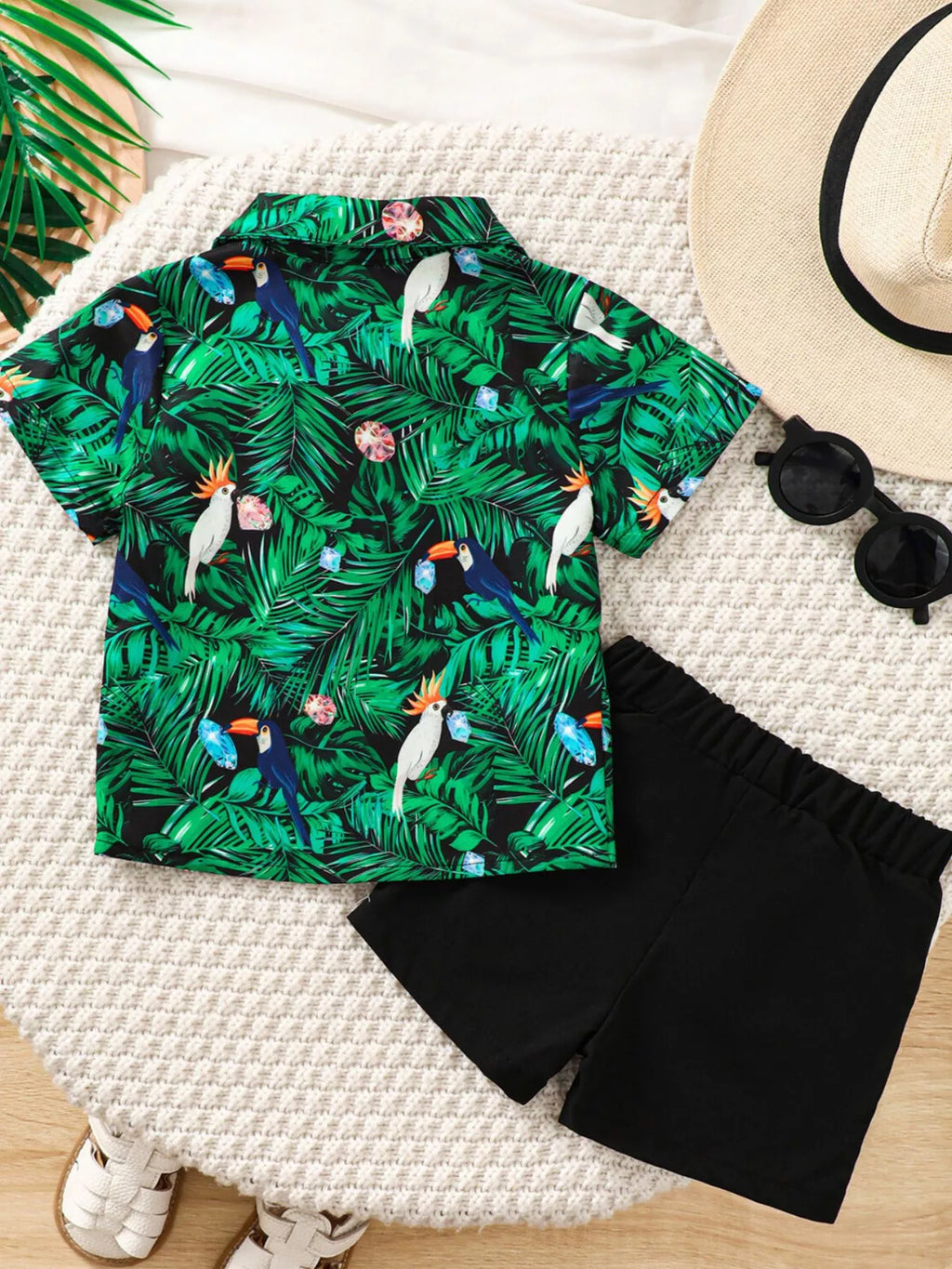 Children's Tropical Print Shirt & Shorts Set