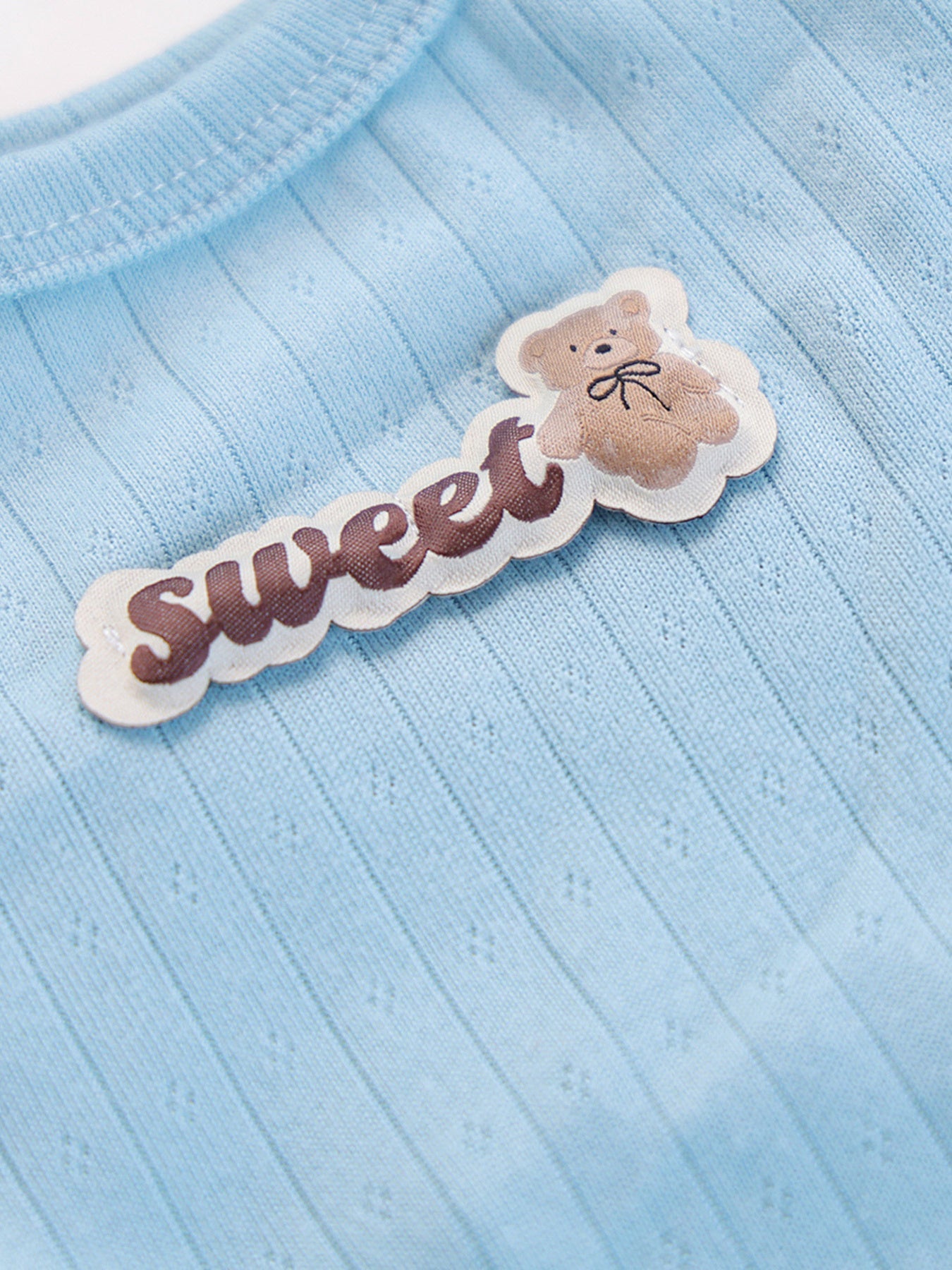 Sweet Bear Patch Ribbed Pet Top