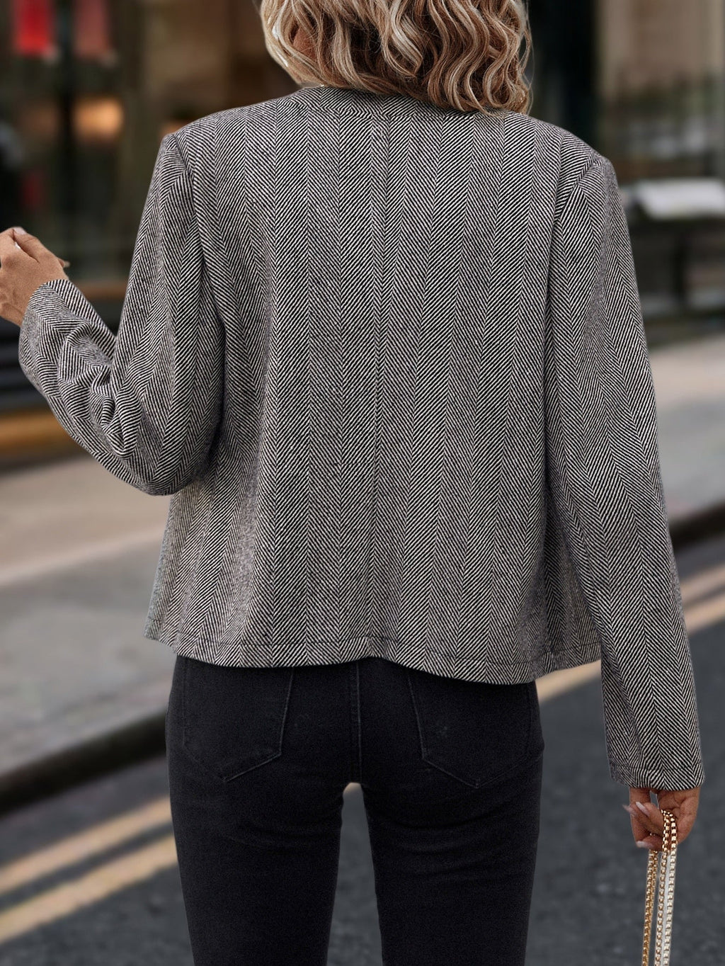 Women's Herringbone Double-Breasted Slim Jacket