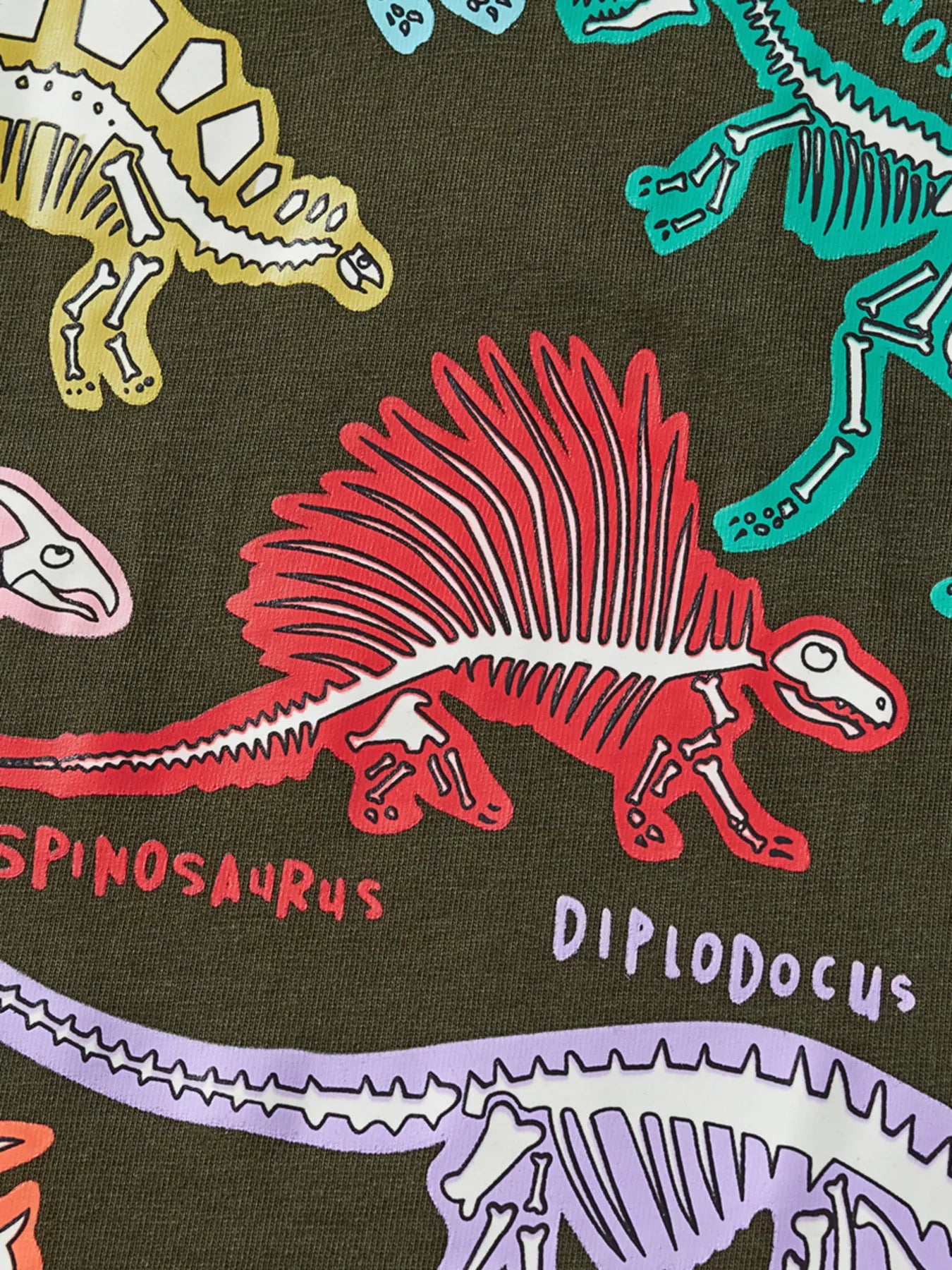 Children's Dinosaur Skeleton Round Neck T-Shirt