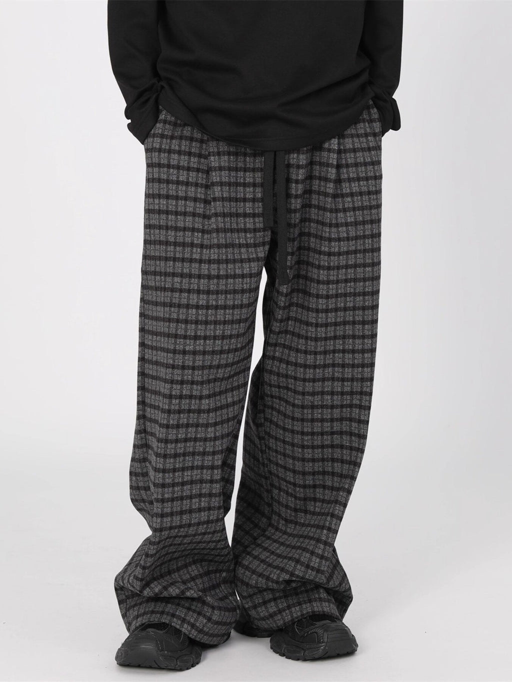 Men's Plus Size Plaid Pattern Wide Leg Casual Pants