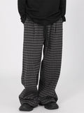 Men's Plus Size Plaid Pattern Wide Leg Casual Pants