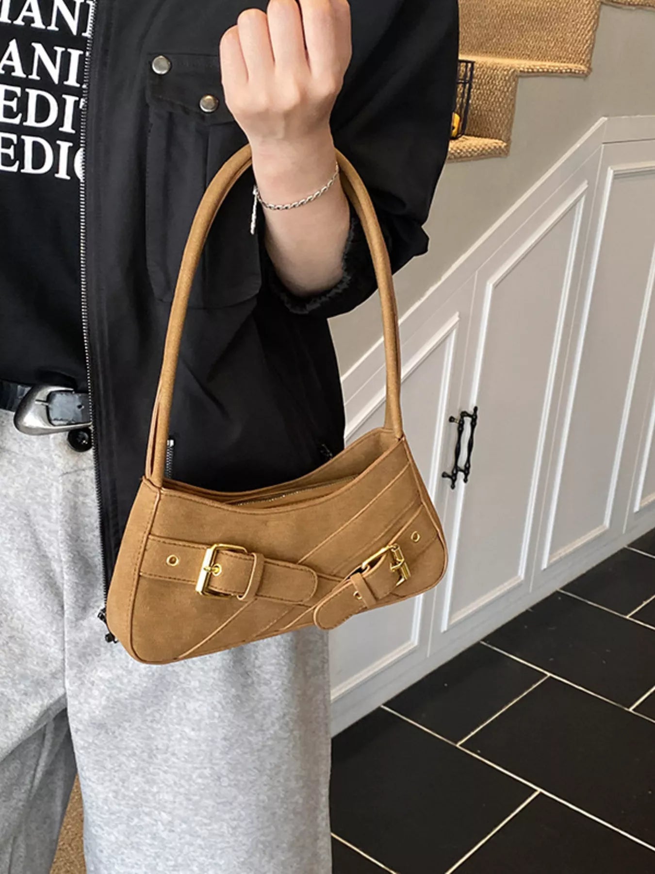 Buckle Decor Shoulder Bag