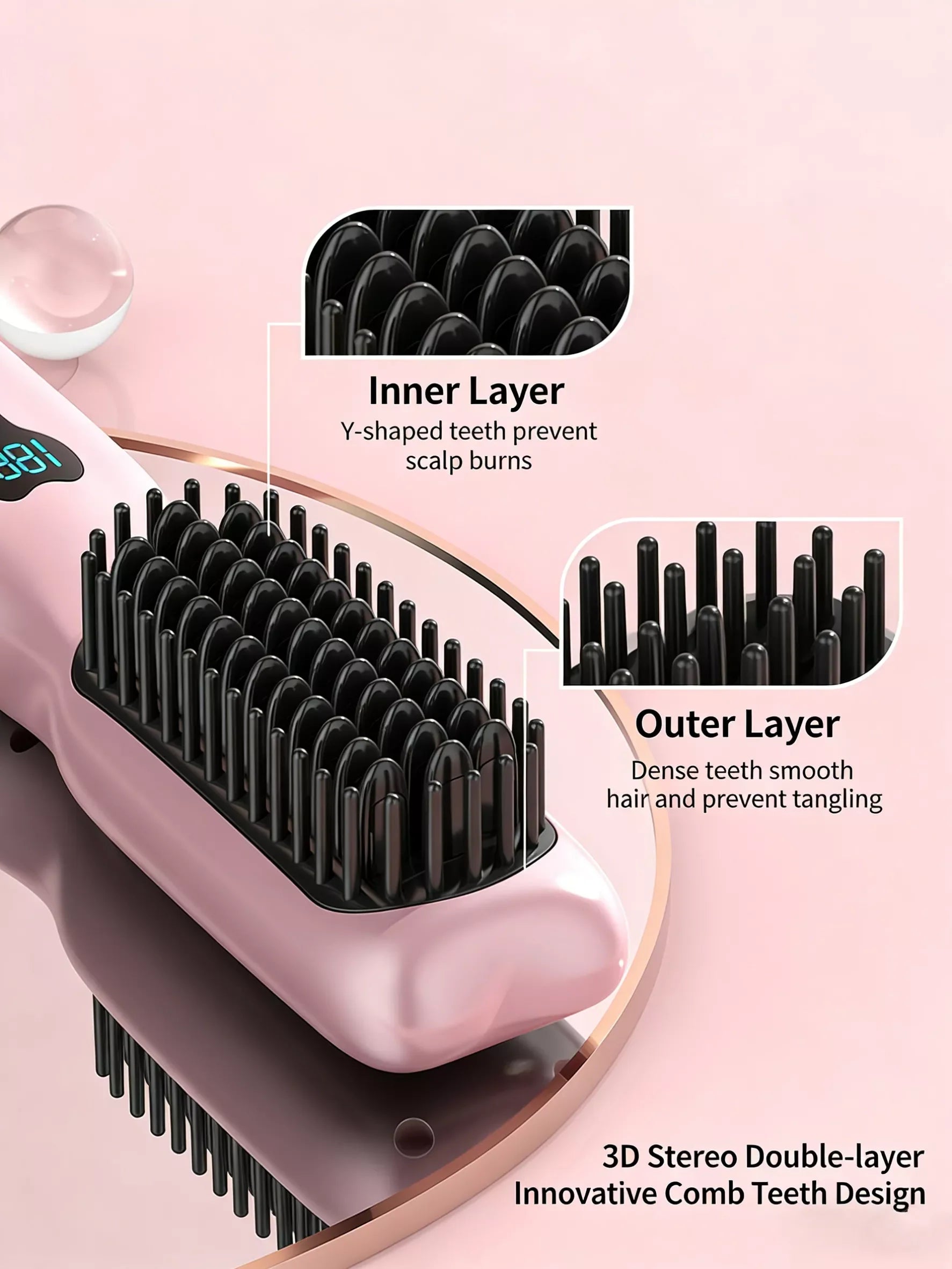 Portable Heated Hair Straightening Comb