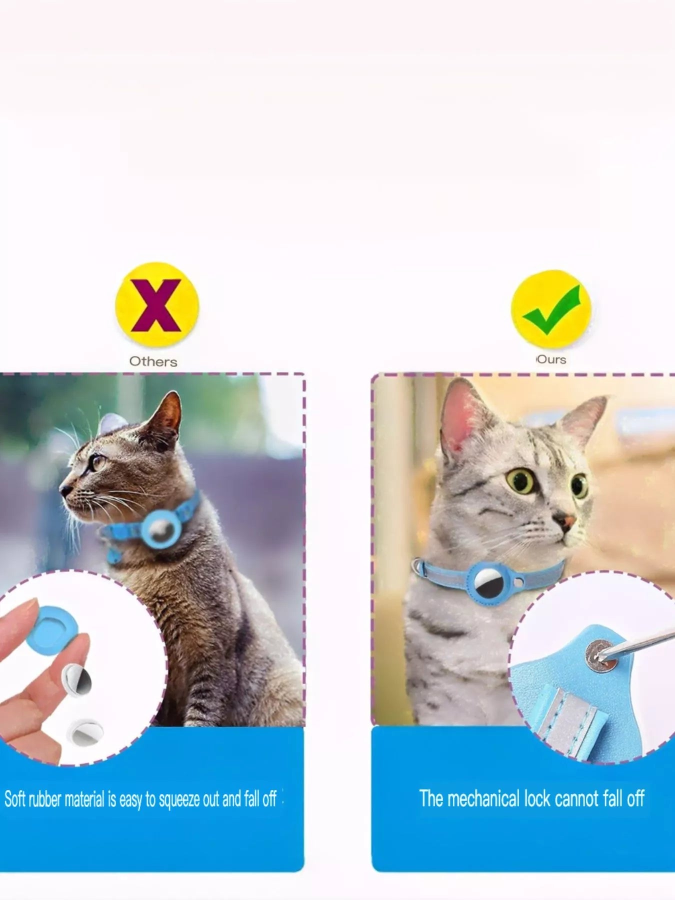 All Devices Airtag Reflective Pet Collar with Bell Anti-Lost Locator