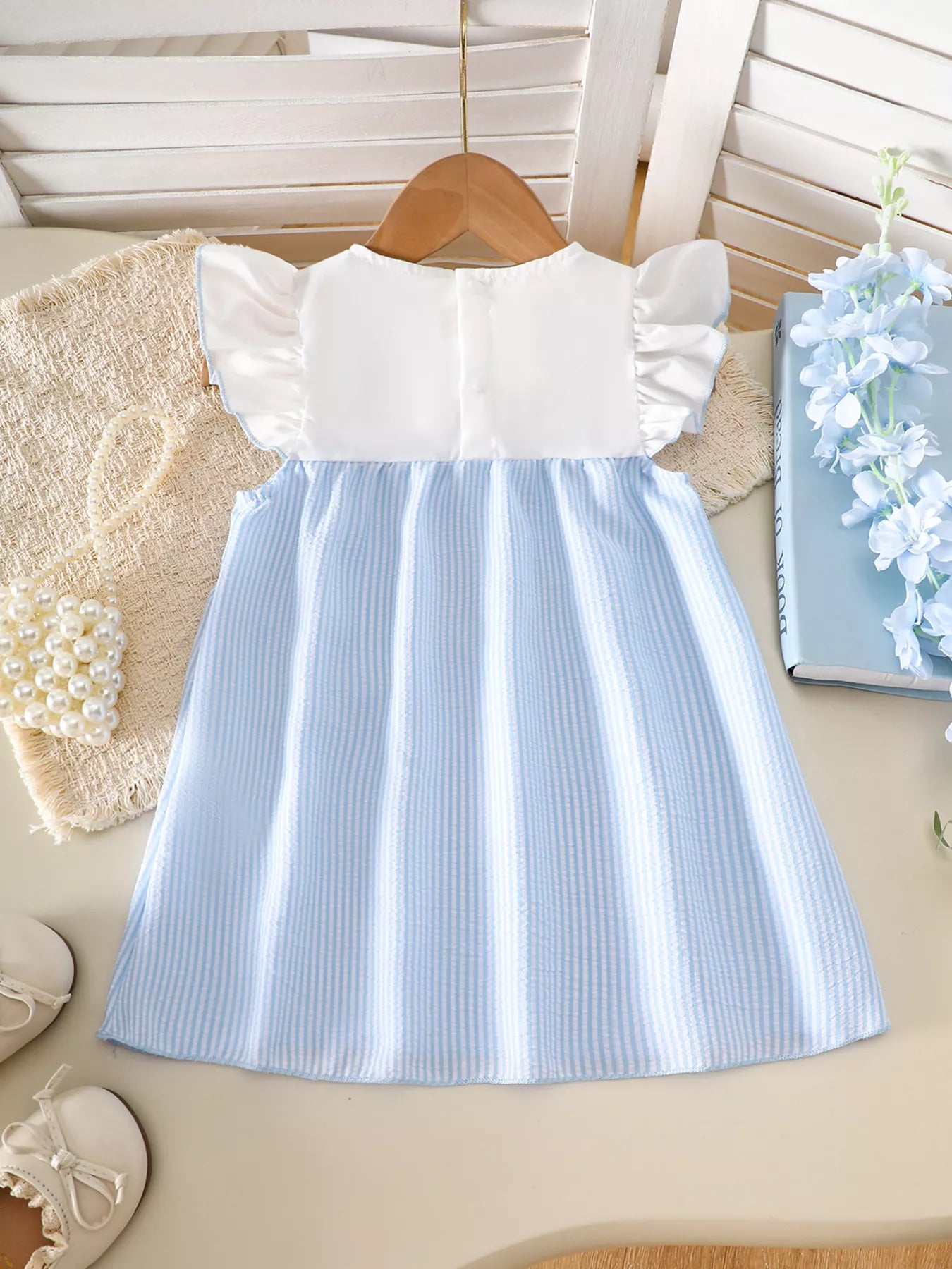 Children's Embroidered Striped Dress