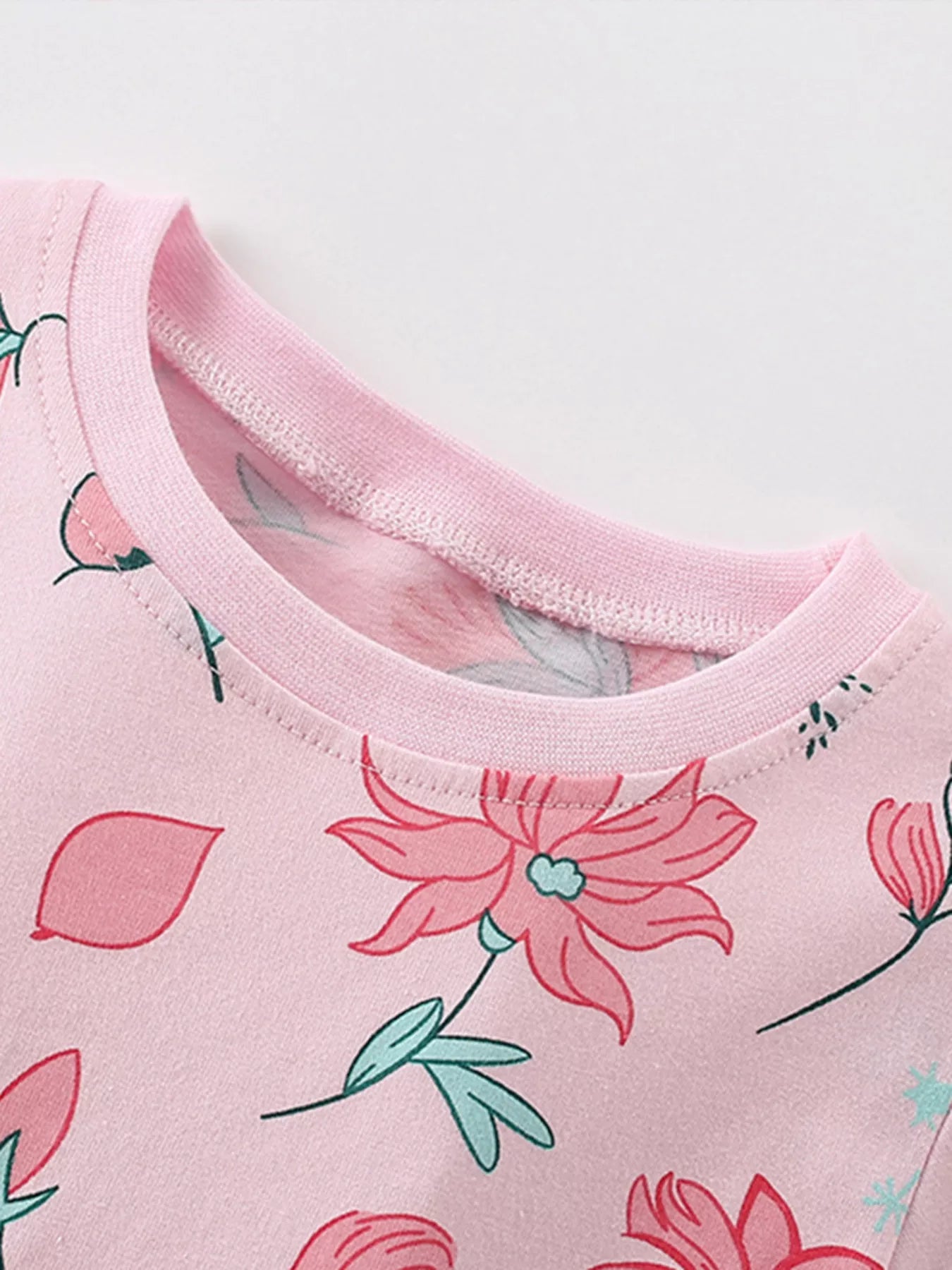 Children's Floral Print Short Sleeve Tee and Shorts Set