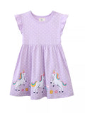 Children's Unicorn Embroidered Polka Dot Dress