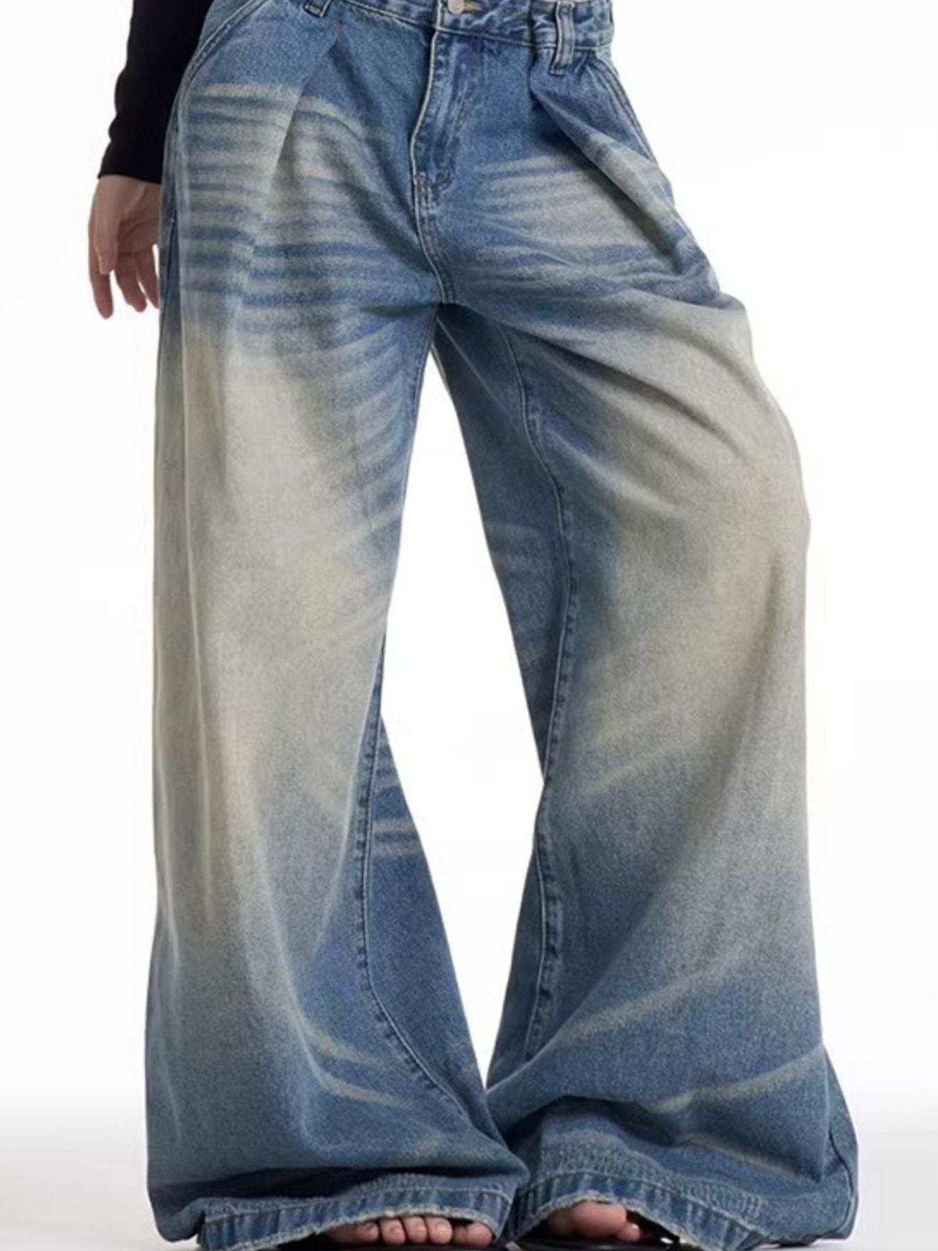 Men's Full Size Wide Leg Wash Jeans Plus Size