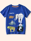 Children's Animal Print Crew Neck Short Sleeve T-Shirt