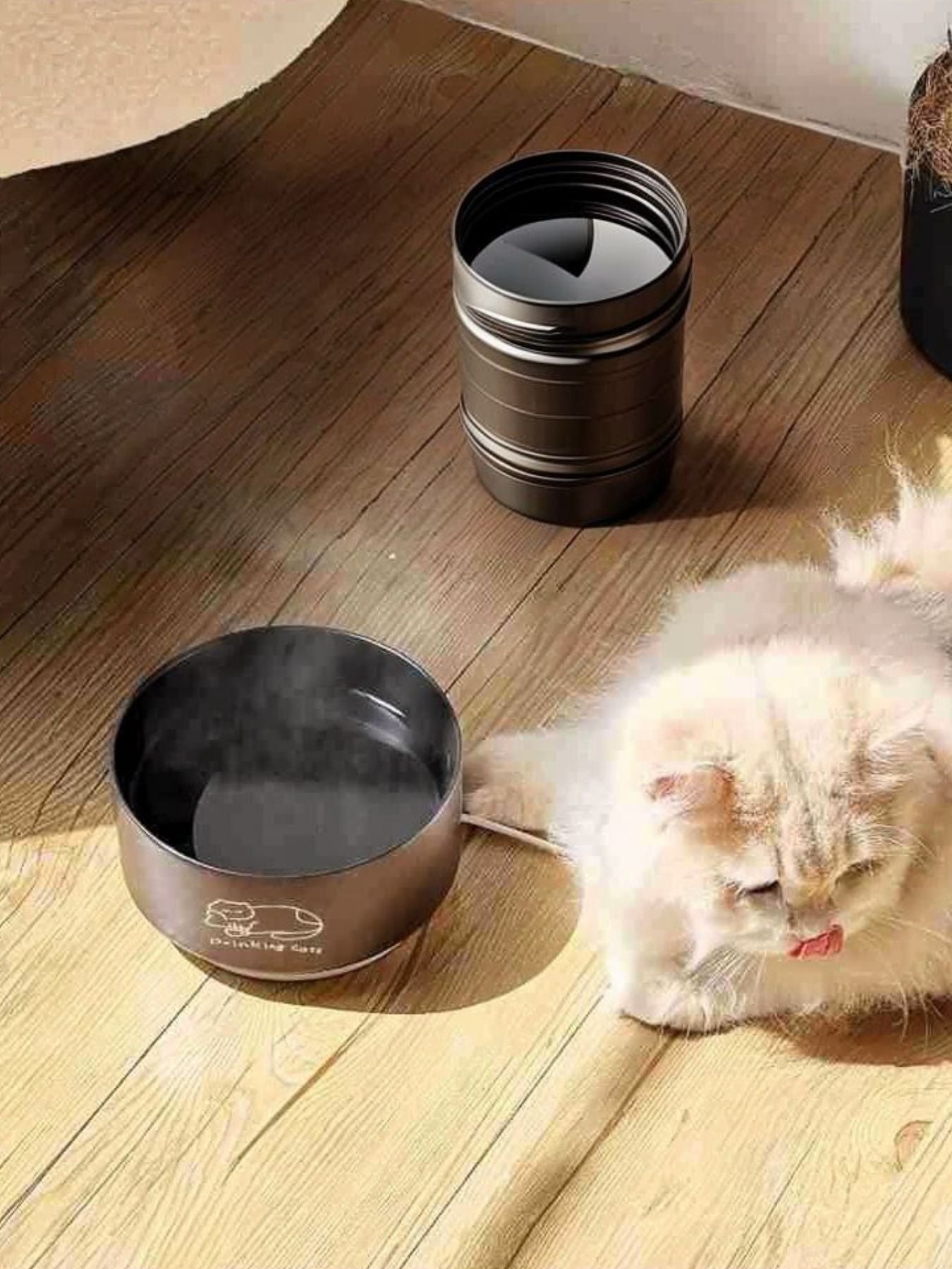 Drinking Cats Pattern Ceramic Pet Bowl