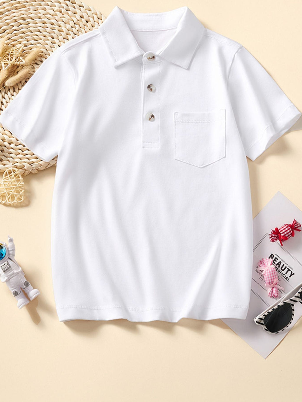 Children's Button Detail Short Sleeve Polo
