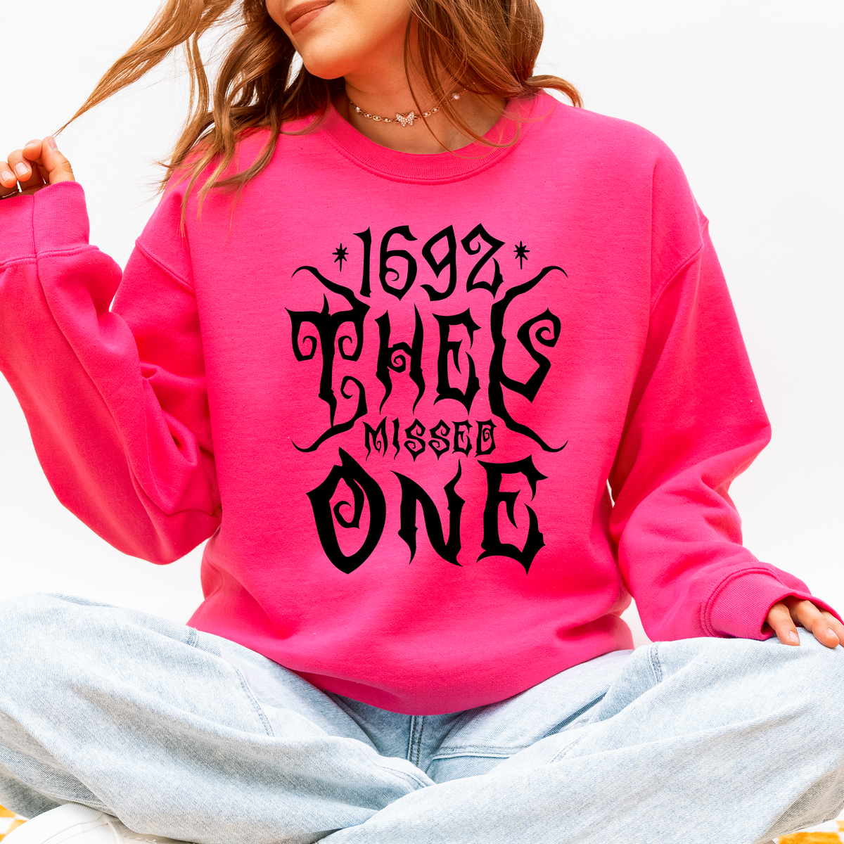 1692 They Missed One Salem Spooky Witch Halloween Night Edition Deluxe Cozy Graphic Sweatshirt