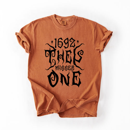 1692 They Missed One Salem Spooky Halloween Witch Shimmering Ghost Comfort Colors Tee