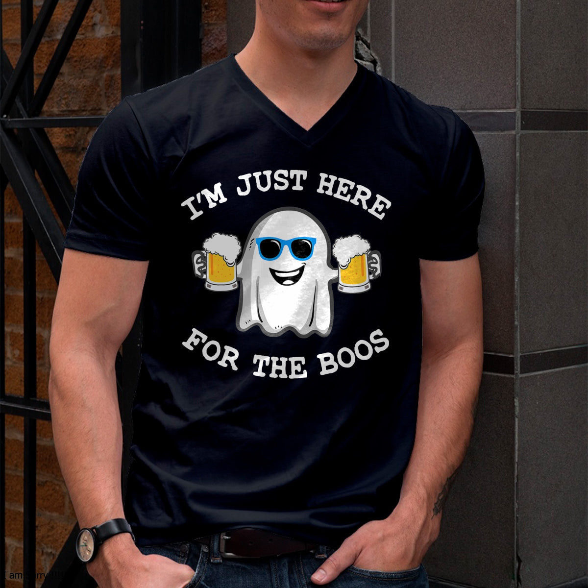 Funny Halloween I'm just here for the boos costume gift T-Shirt - Halloween Unisex T-Shirt/Hoodie - NGHL00