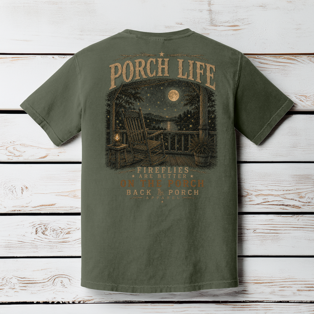 Porch Life Fireflies Are Better on the Porch Comfort Colors T-Shirt | Moss Graphic Tee