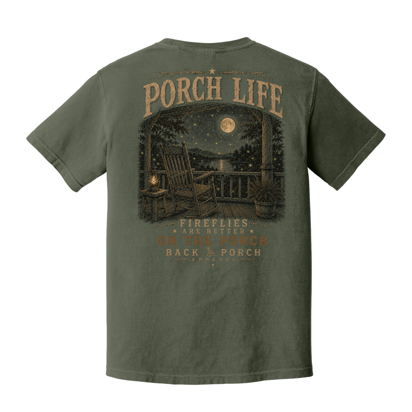 Porch Life Fireflies Are Better on the Porch Comfort Colors T-Shirt | Moss Graphic Tee